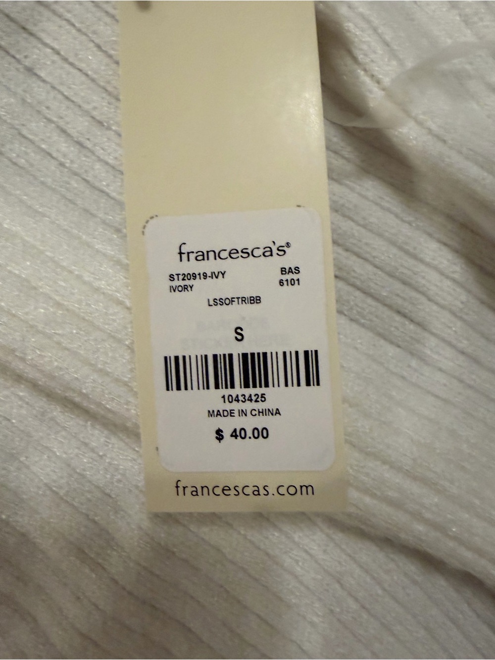 Francesca's White Ribbed Cropped Shrug - Picture 4 of 4